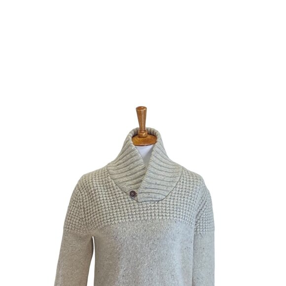 Mantaray Wool Fisherman’s Sweater Cream Size S Coastal Preppy Minimalist Cozy - Picture 6 of 15